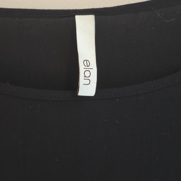 ELAN Black Flowy Bell Sleeve Lightweight Blouse with Boho Crochet Detail Size S - Picture 6 of 7